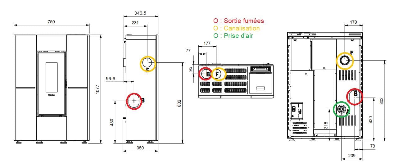 Pelletofen slim kanalisierbar - EXTRAFLAME Marilena Plus 5.0.16 8 kW