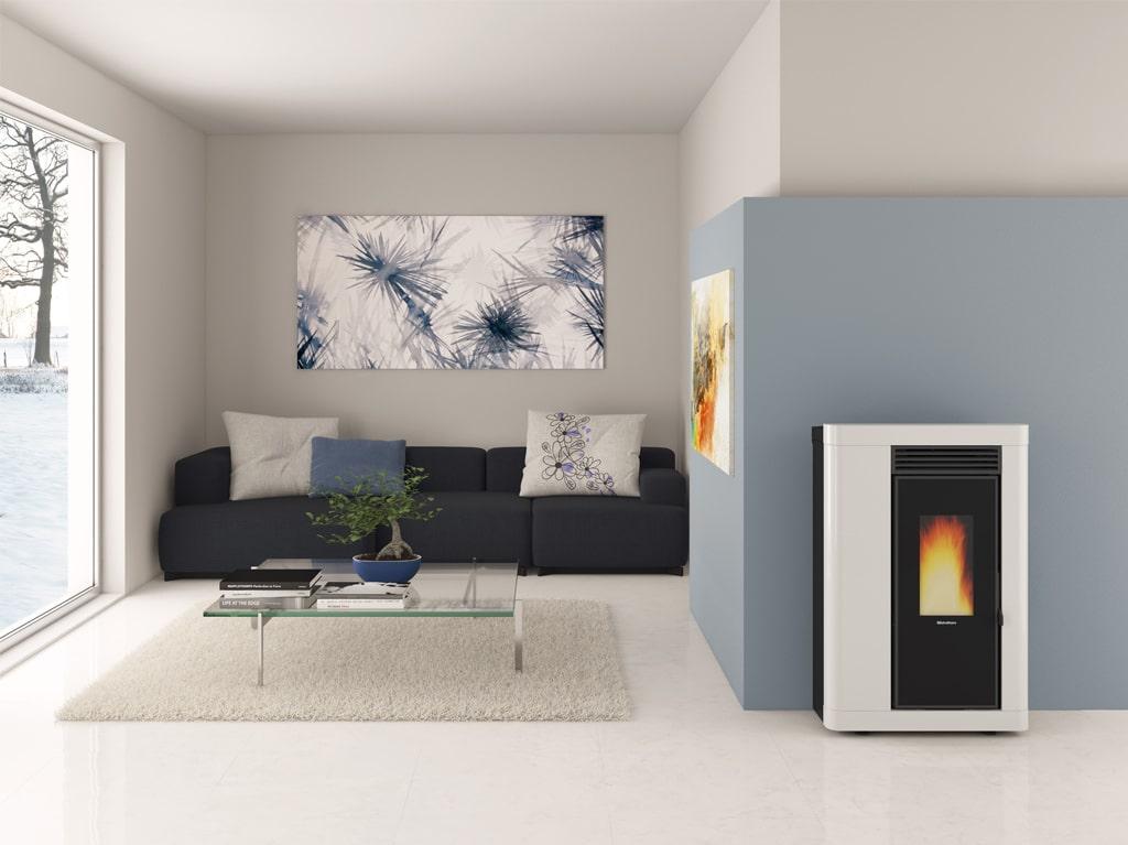 Pelletofen extra-plat kanalisierbar - EXTRAFLAME Annabella AD Evo 9 kW