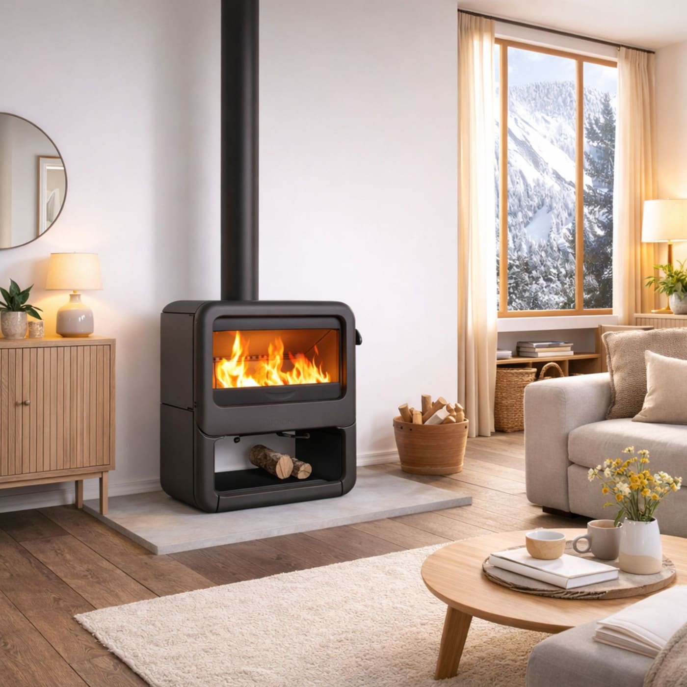 Gusseisen-Holzofen anschließbar - DOVRE Rock 350WB 7kW