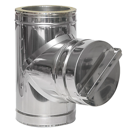 Té 93° mit inspection paroi isolé Ø100mm - DW 316L/304