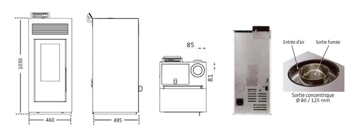 Pelletofen raumluftunabhängig - INTERSTOVES Marina Concentrique 13 kW