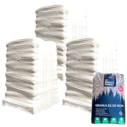 Holzpellets Französische Holzpellets - 3 Paletten - 189 Säcke 2835 kg