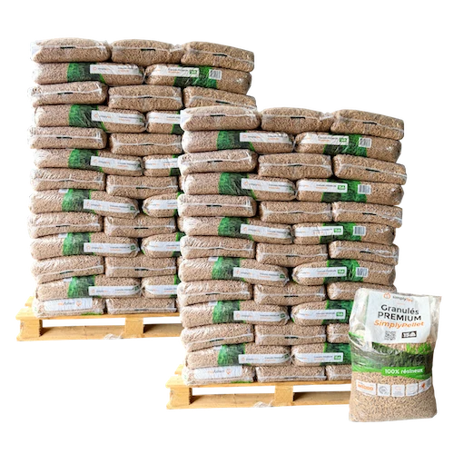 Holzpellets Premium SimplyPELLET - 2 Paletten - 130 Säcke 1950 kg