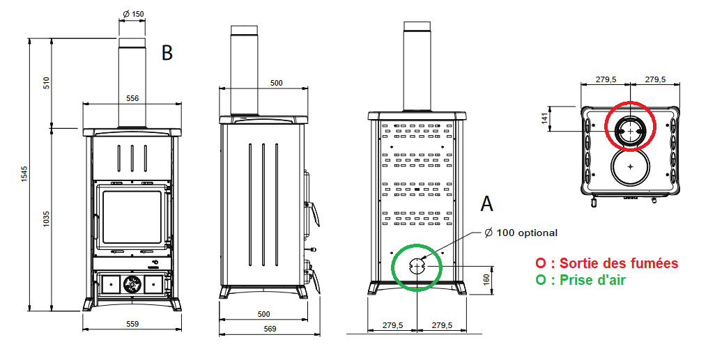 Holzofen anschließbar - LA NORDICA Concita.16 Steel 11.8 kW