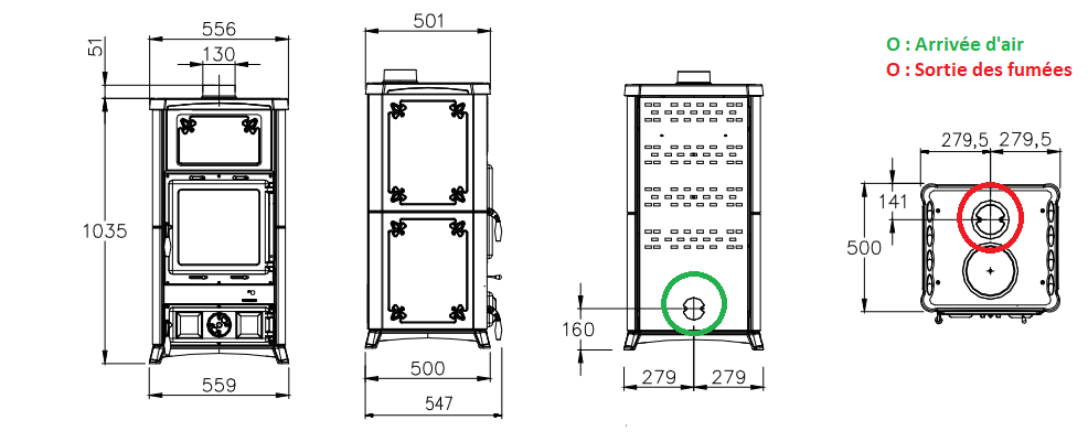 anschließbarer Keramik-Holzofen - LA NORDICA Fedora.16 8.3 kW