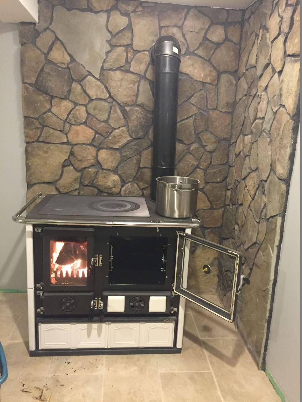 Holz-Küchenherd anschließbar - LA NORDICA Rosa.16 Maiolica Blanche 8,8 kW