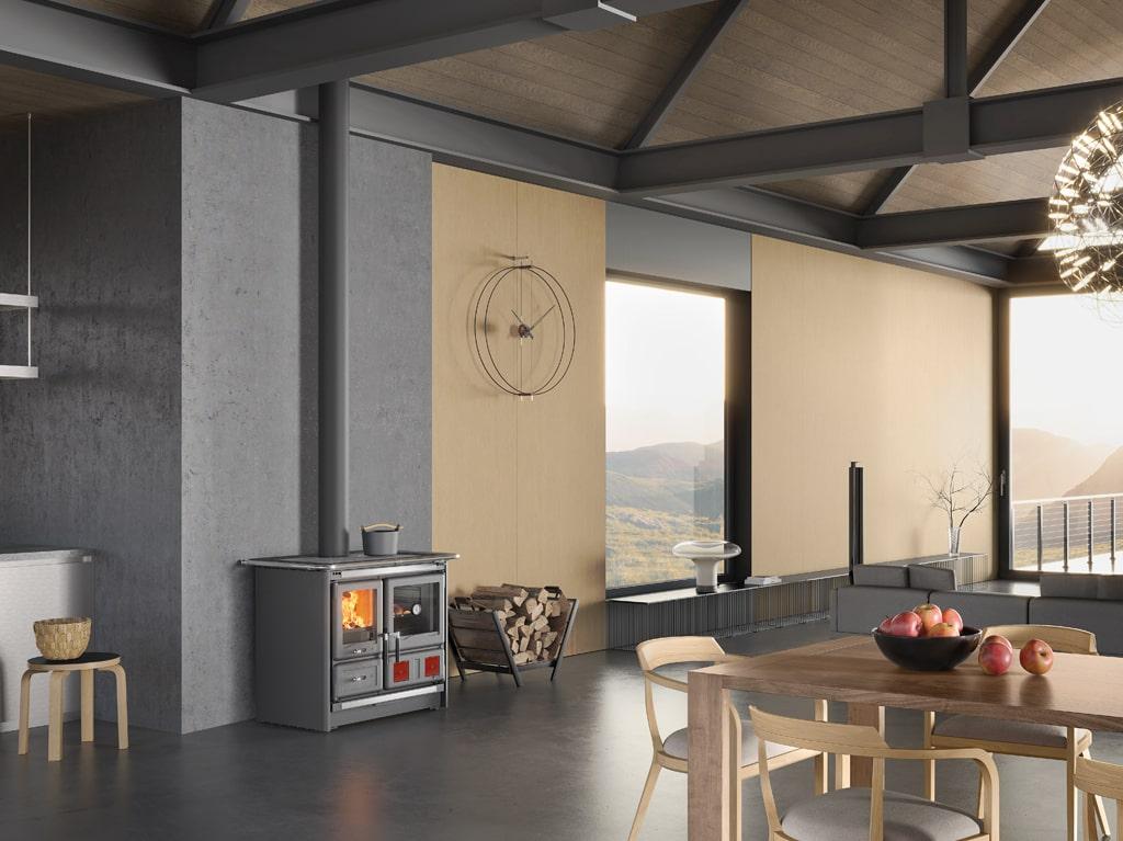 Holz-Küchenherd anschließbar - LA NORDICA Rosa L.16 Steel 9,5 kW