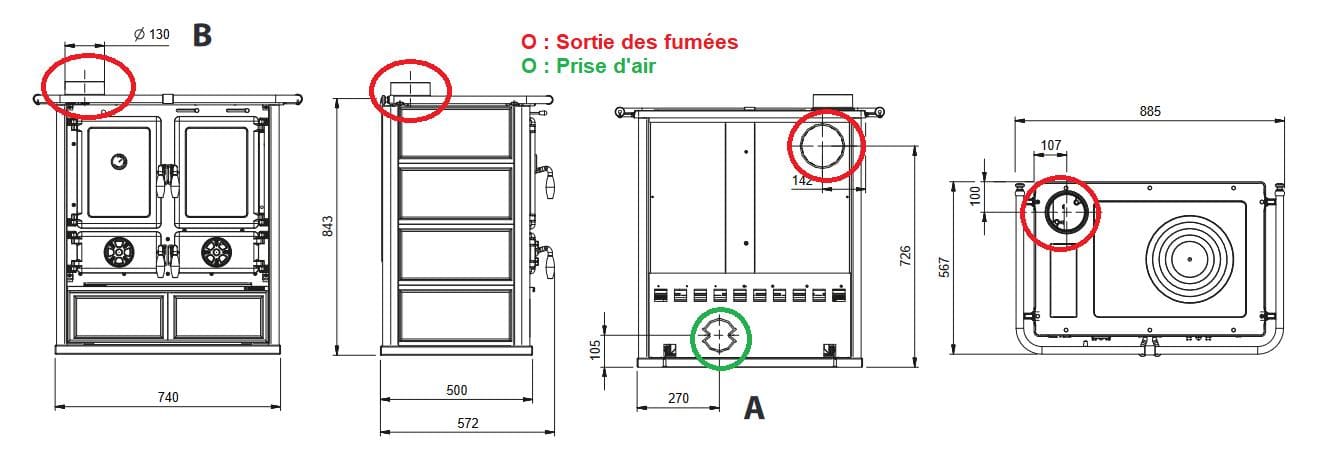 Holz-Küchenherd anschließbar - LA NORDICA Rosetta SX.16 Pierre 7,9 kW