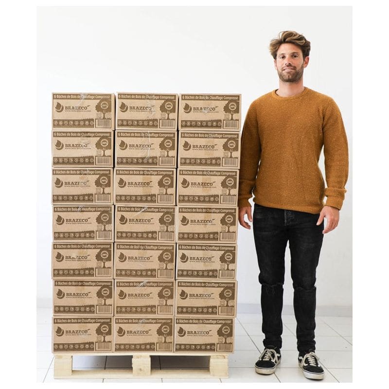 Pressholz Premium - 80 Kartons je 6 Scheitholz - Palette ca. 960kgs