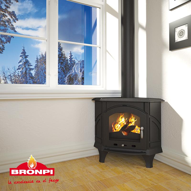 Eck-Holzofen aus Gusseisen - BRONPI Altea 12 kW