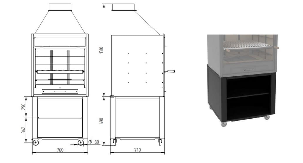 Holzkohle-/Holzgrill - FM CALEFACCION - BF-70