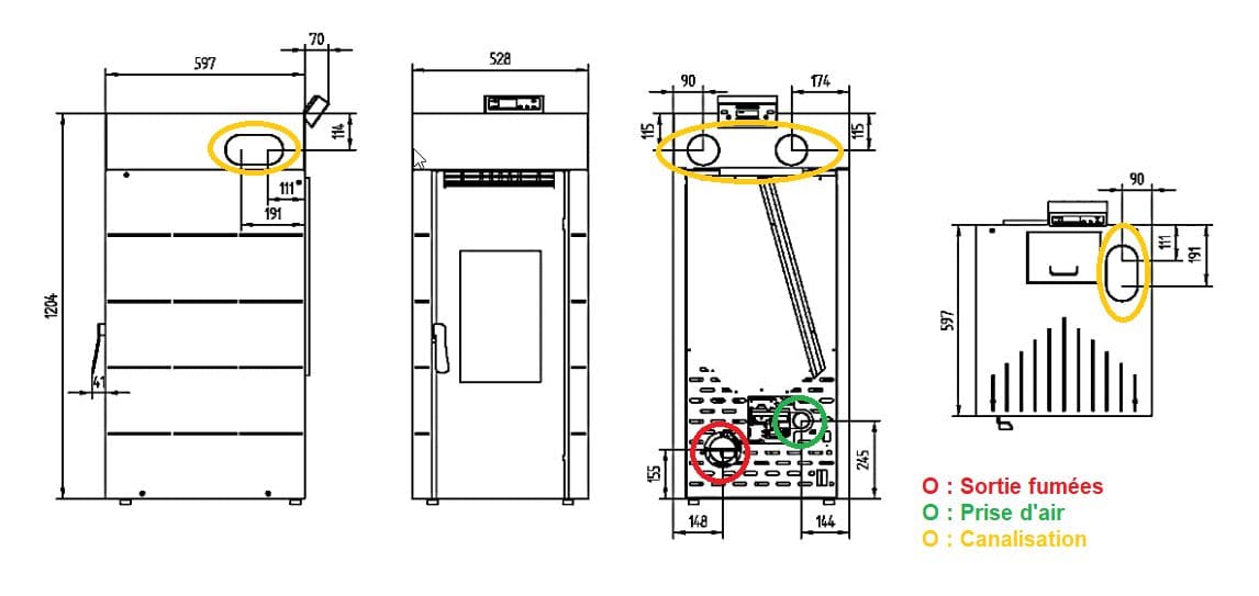 Pelletofen kanalisierbar - FM CALEFACCION BP-701 15.8 kW