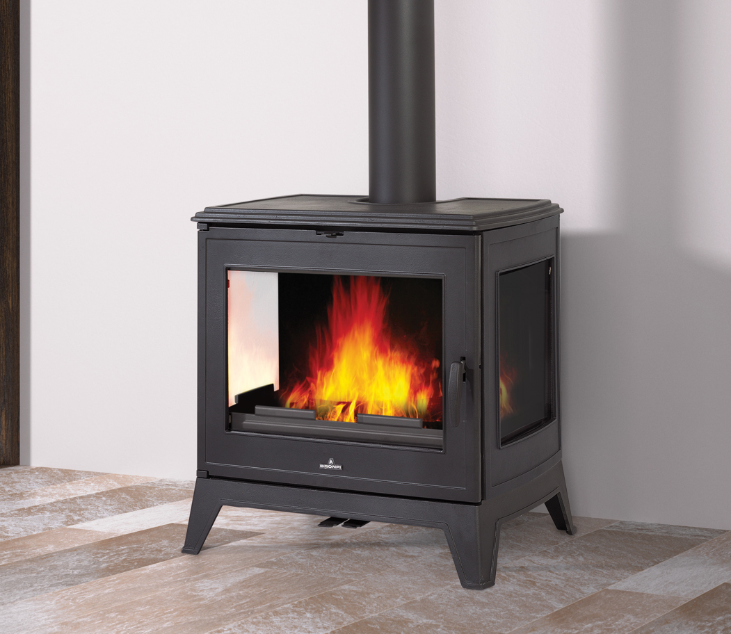 Gusseisen-Holzofen 3 vitres - BRONPI Bury 14 kW