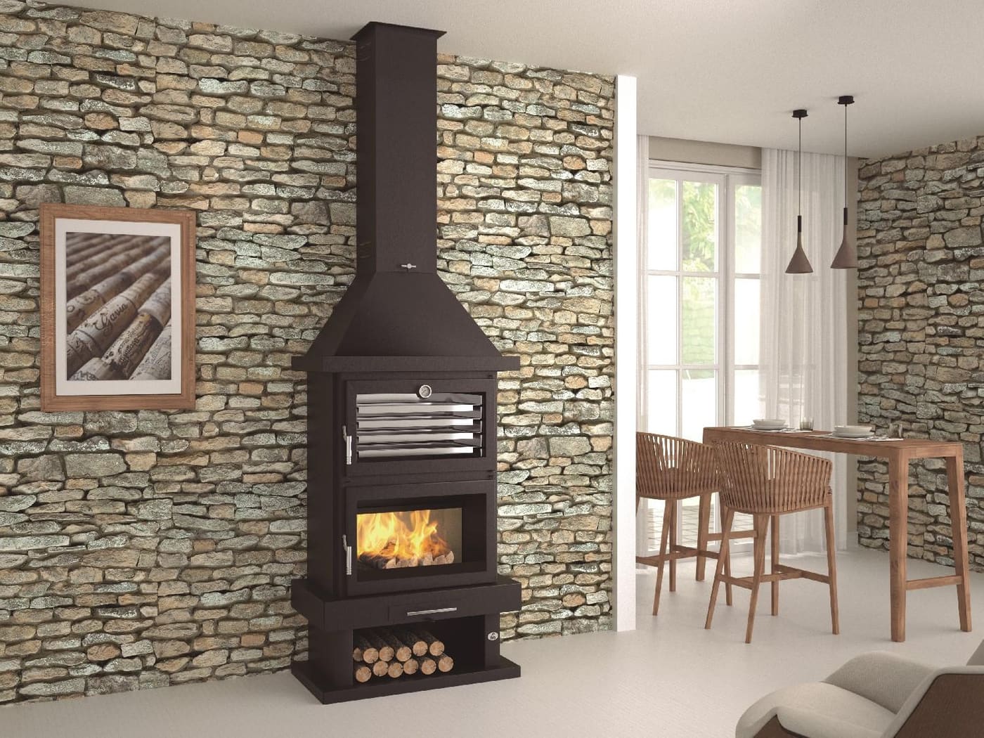 Holzofen Kamin mit Backfach - FIREMATIC Lincoln 13.8 kW