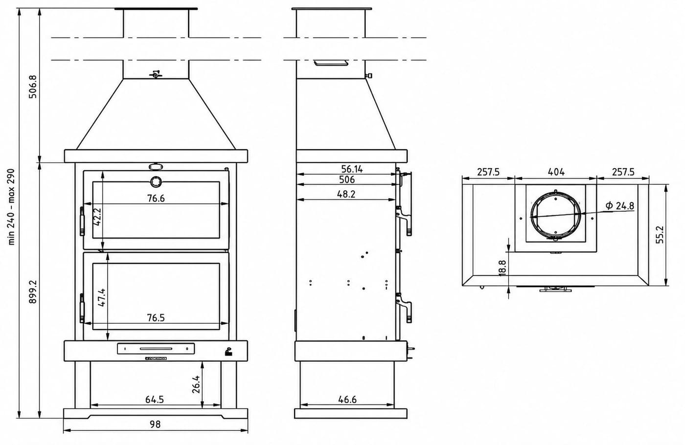 Holzofen Kamin mit Backfach - FIREMATIC Lincoln 13.8 kW