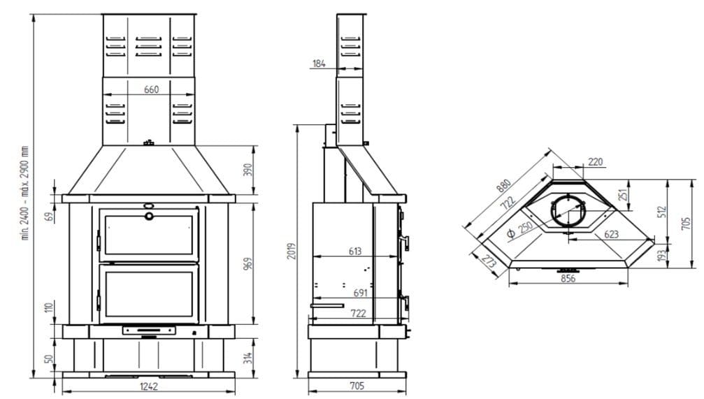 Holzofen Eckkamin mit Backfach - FIREMATIC Houston 13.8 kW
