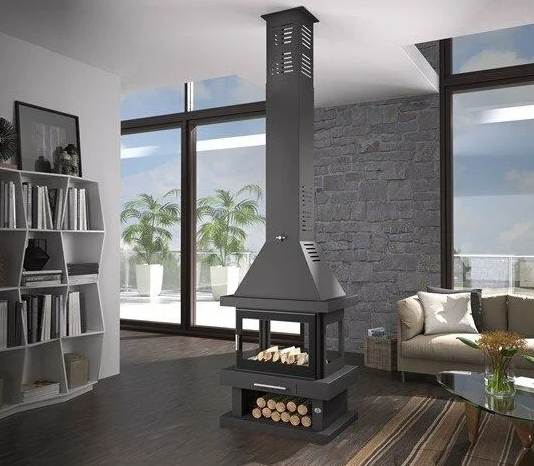 Holzofen Kamin centrale 4 vitres - FIREMATIC Oregon 13.8 kW