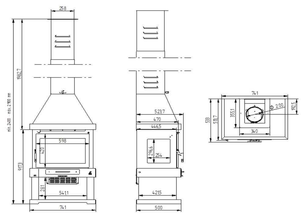 Belüfteter Holzofen Kamin 3 Scheiben - FIREMATIC Indiana 10,9 kW