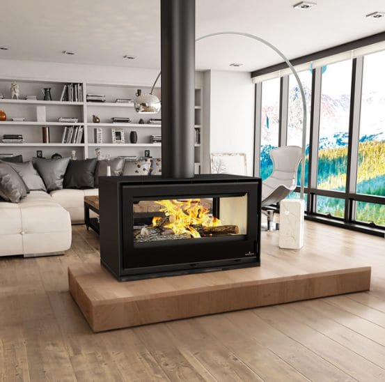 Holzofen 2 vitres mit range Scheitholz - BRONPI Cairo 90-D Box 13 kW