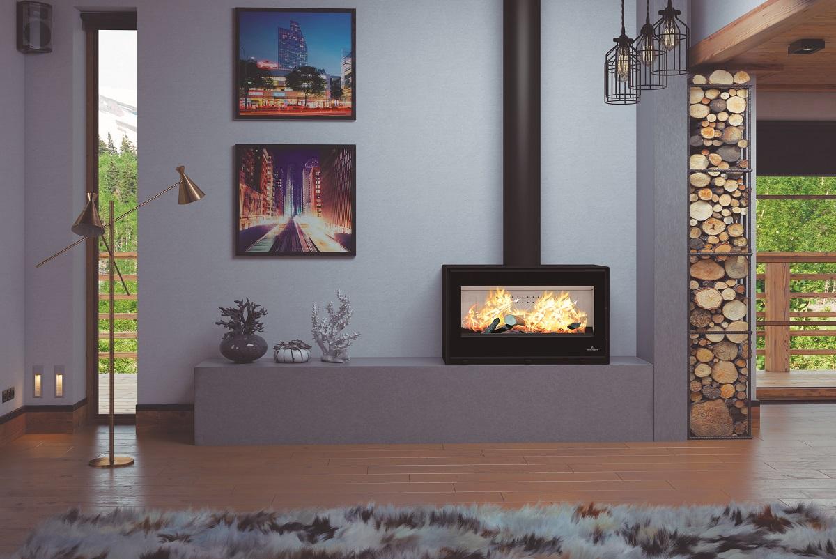 Holzofen anschließbar sur pieds - BRONPI Cairo 90 Box 13 kW