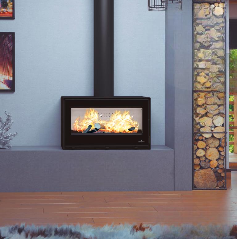 Holzofen anschließbar sur pieds - BRONPI Cairo 90 Box 13 kW