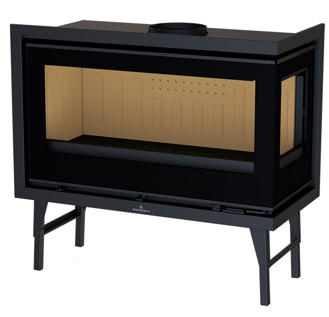 Holzeinsatz 2 vitres kanalisierbar anschließbar - BRONPI Cairo 90 ED 13 kW