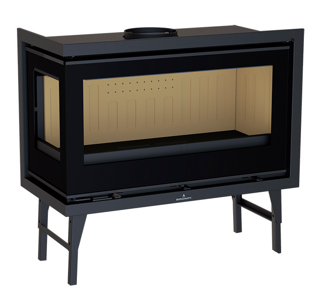 Holzeinsatz 2 vitres kanalisierbar anschließbar - BRONPI Cairo 90 EI 13 kW