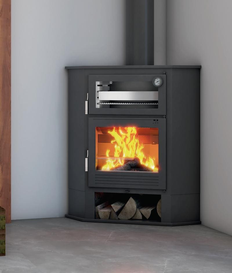 Holzofen Eck mit Backfach - FIREMATIC Akron 9.5 kW