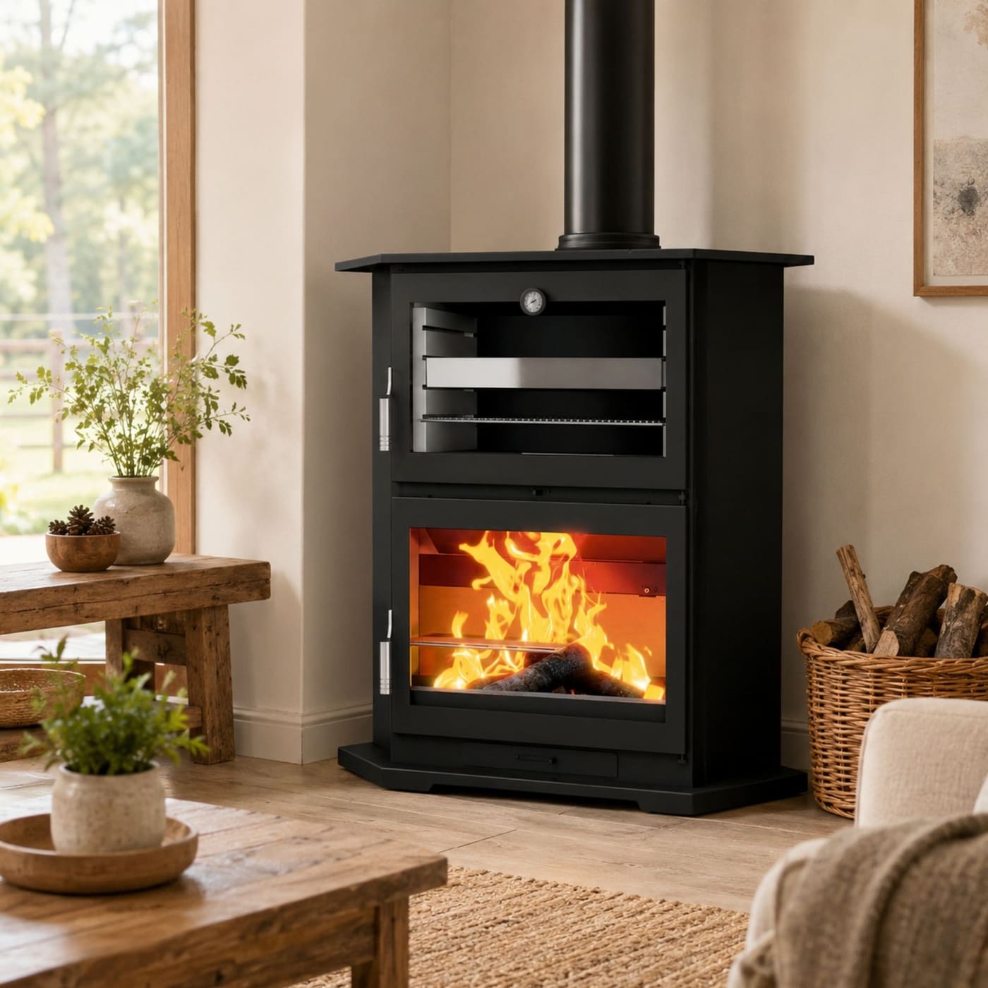 Eck-Holzofen mit Backfach - FIREMATIC Tucson 10.9 kW