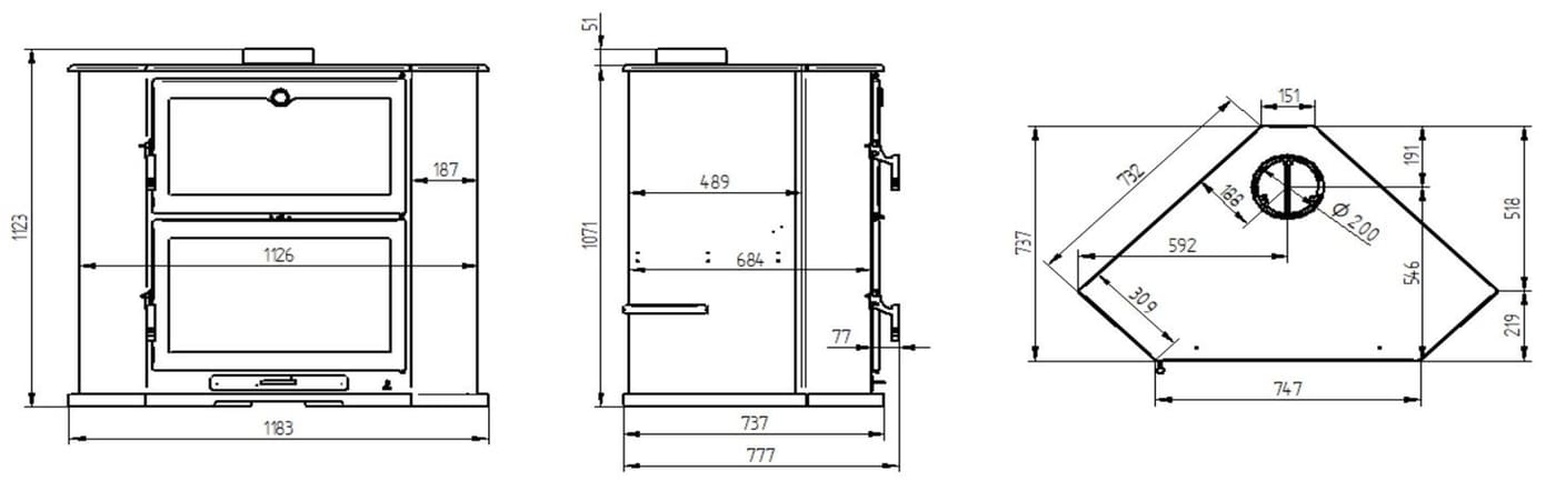 Holzofen Eck mit Backfach - FIREMATIC Tucson 10.9 kW