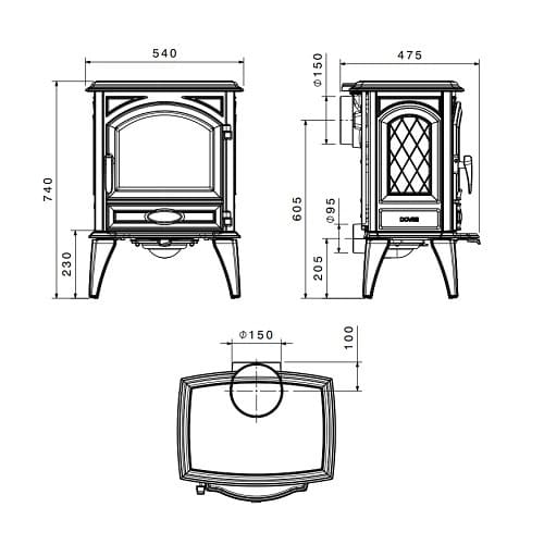 Holzofen Dovre 540 W 6,5 kW