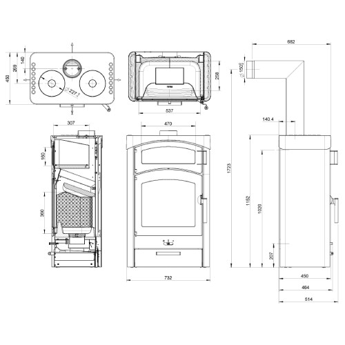 Holzofen Austroflamm Pallas Back 9 kW