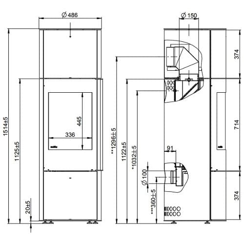 Holzofen Wodtke Porto Largo 5 kW raumluftunabhängig