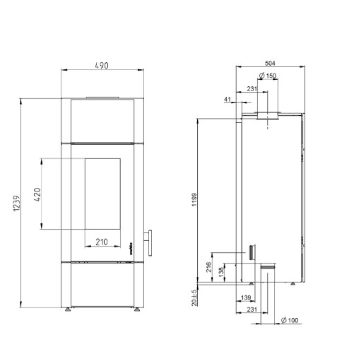 Holzofen Wodtke Giro water+ 8 kW Hydro