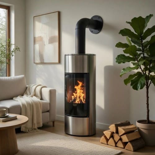 Holzofen Spartherm Senso M H2O perle 7,9 kW mit chamotte noire