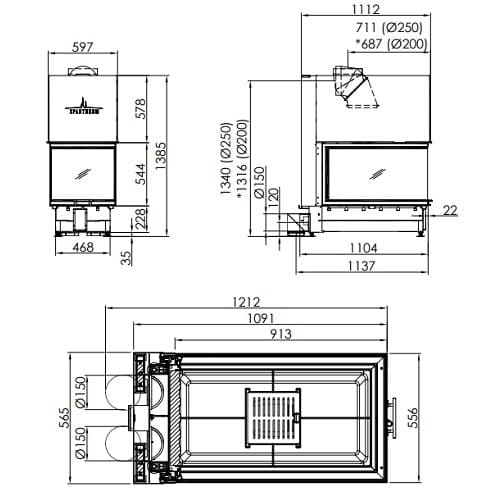 Holzeinsatz Spartherm Arte U-90h 13 kW Schiebetür