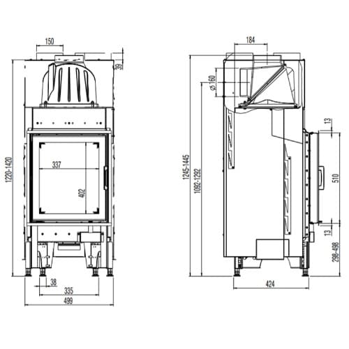 Holzeinsatz Austroflamm 45K 2.0 | 7 kW Drehtür
