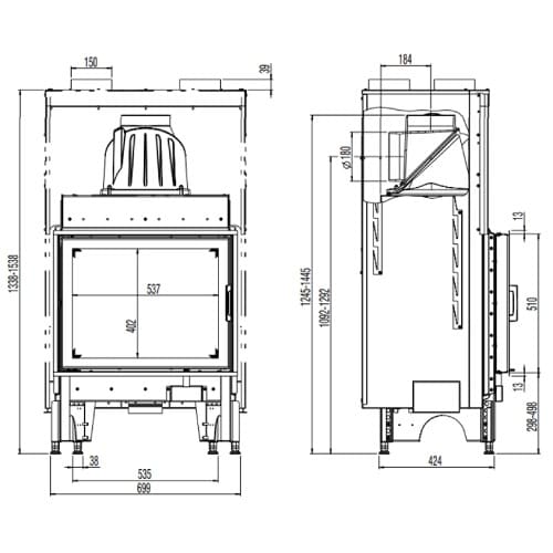 Holzeinsatz Austroflamm 65K 2.0 | 8 kW Drehtür