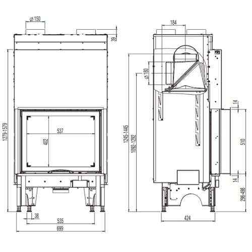 Holzeinsatz Austroflamm 65S 2.0 | 8 kW Schiebetür