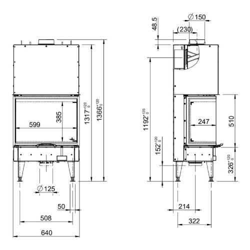 Holzeinsatz Austroflamm 64x33x51 S3 2.0 | 10 kW, Schiebetür