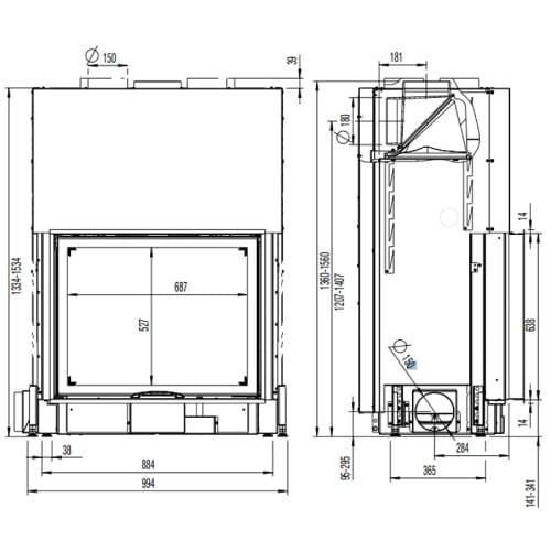 Holzeinsatz Austroflamm 80x64S 2,0 | 10 kW Schiebetür