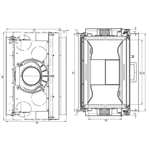 Holzeinsatz Austroflamm 75SII 2.0 | 10/12 kW Schiebetür, durchgehend – Tunnel