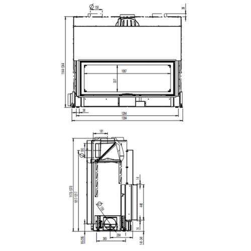 Holzeinsatz Austroflamm 120x45 S 2.0 | 13 kW, Schiebetür