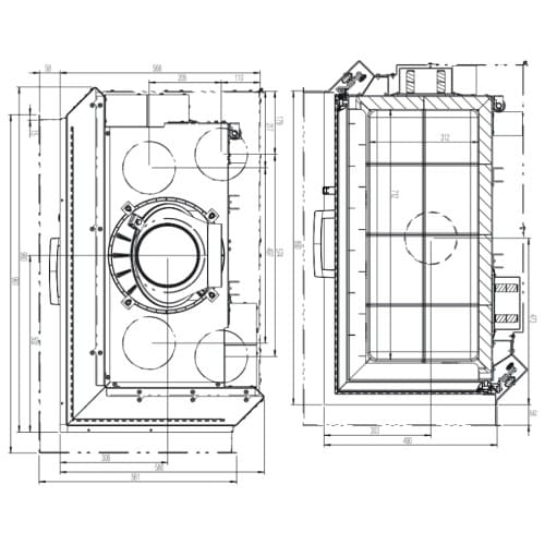 Holzeinsatz Austroflamm Kamin Eck 89x49x..S 3,0 | 12 kW Schiebetür