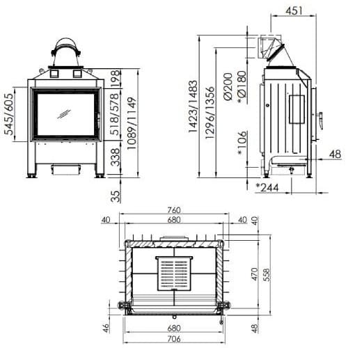 Holzeinsatz Spartherm Varia 1V 11 kW Drehtür