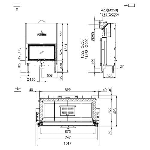 Holzeinsatz Spartherm Varia1V-87h 9,5 kW Schiebetür