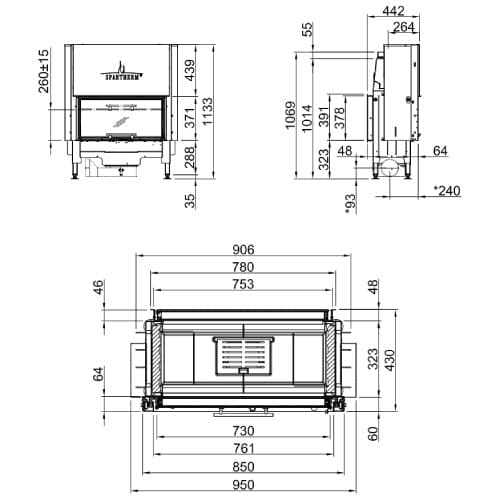 Holzeinsatz Spartherm Varia AS-FDh 7 kW Schiebetür, Tunnel