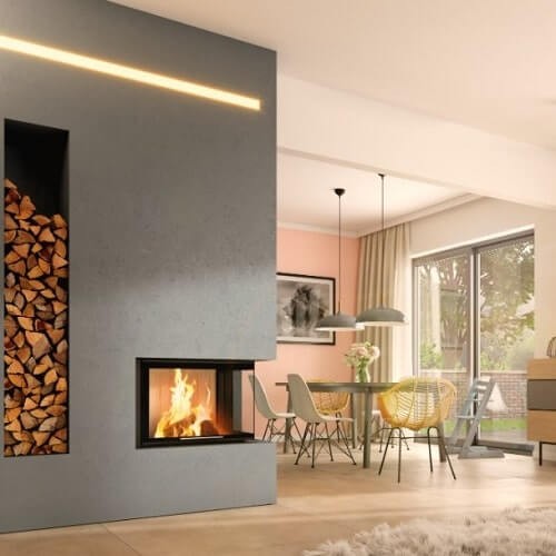 Holzeinsatz Spartherm Varia 2R-68h 9,6 kW Eckkamin, Schiebetür