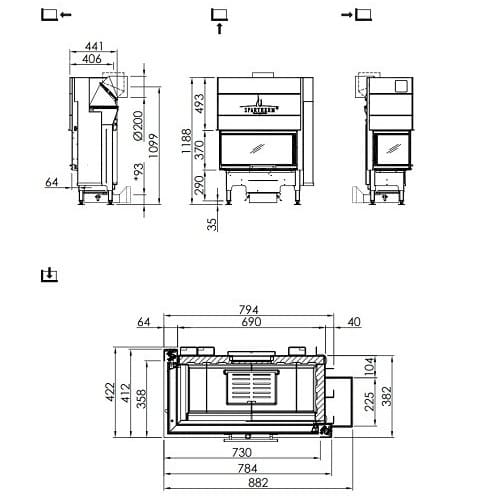Holzeinsatz Spartherm Varia AS-2Lh 7 kW Schiebetür