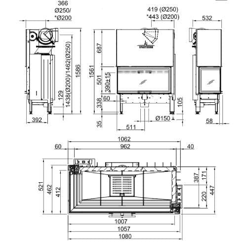 Holzeinsatz Spartherm Varia 2L-100h 12,3 kW Schiebetür